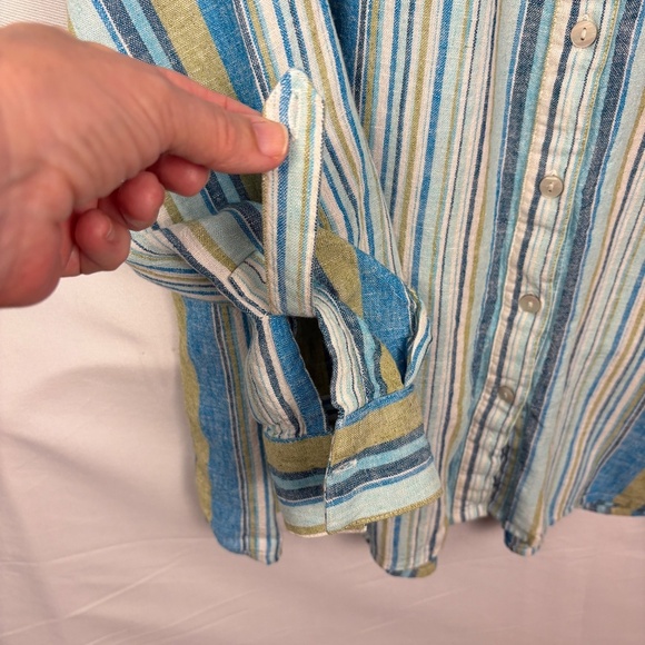 Naturals D&Co Women Linen Button Down LongSleeve Shirt Sz L Beach Coastal Summer - Picture 3 of 10